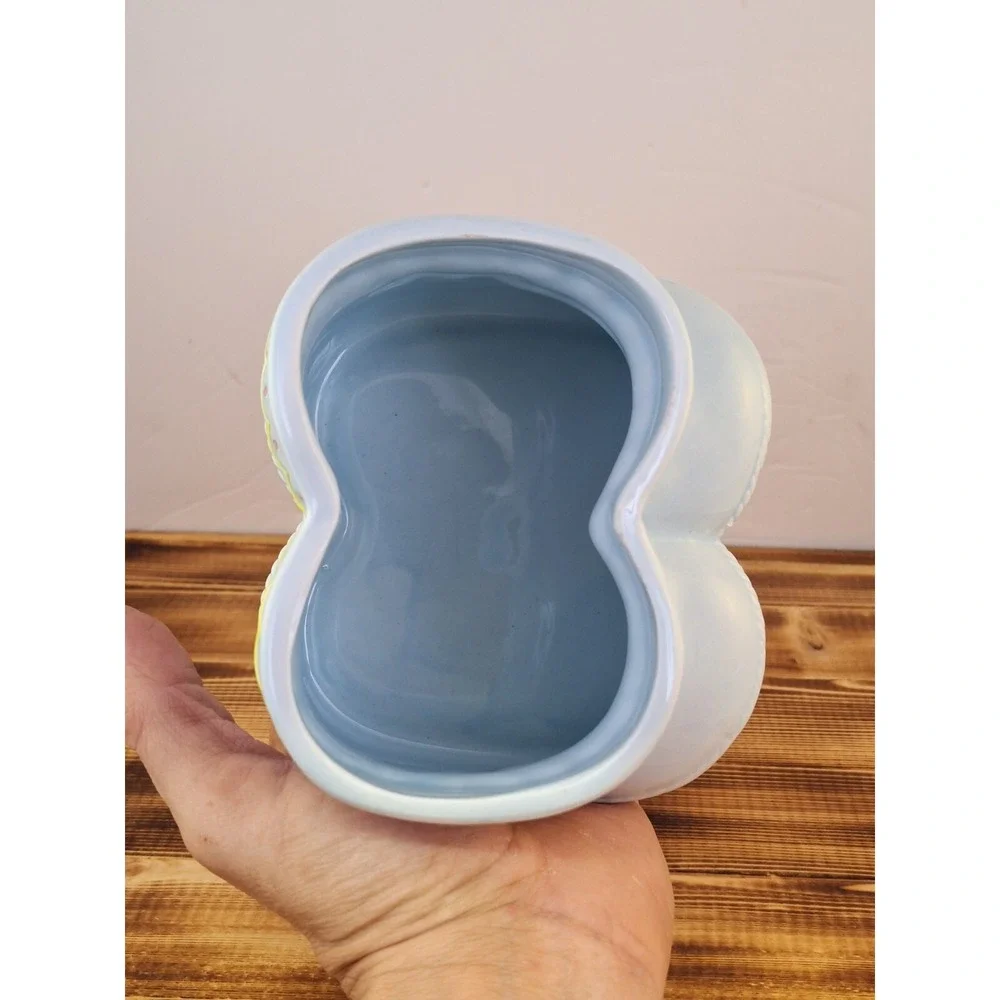 Vintage Napco Ceramic Blue Baby‎ Booties Nursery Planter 5